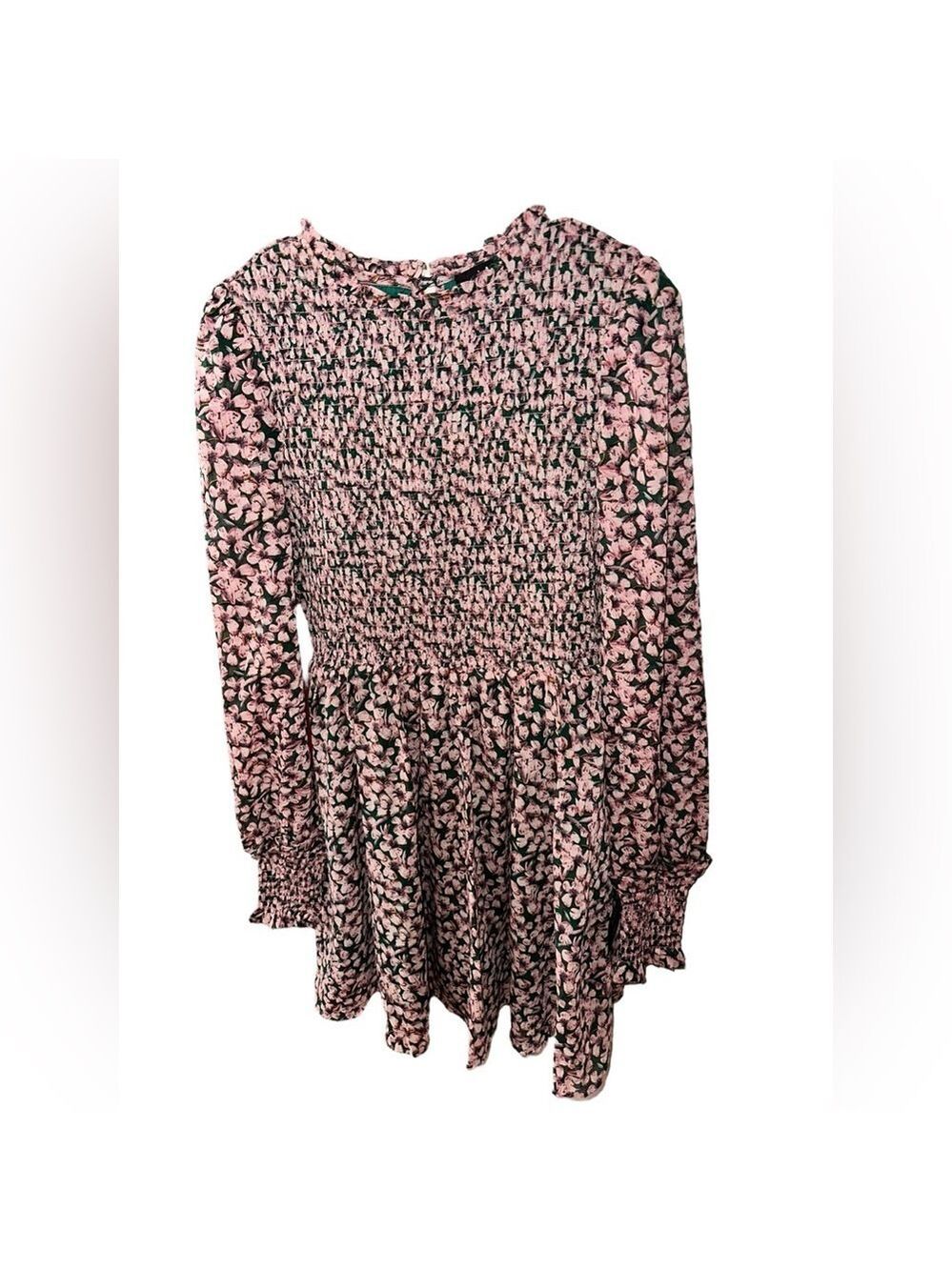 Lulus Floral Forever Green and Pink Floral Print Smocked Skater Dress NWT - Picture 8 of 15